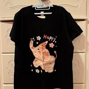 Happy Elephant Kids T-Shirt - Black